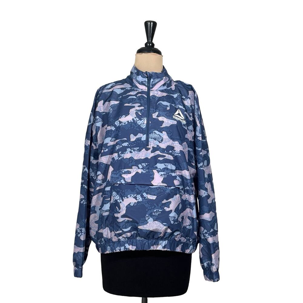 Reebok Blue Indigo Camo Quarter Zip Anorak Jacket Women’s Large